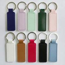 Creative Double-Sided Car Line PU Leather Keychain, Small Gift Metal Pendant For Car Keys