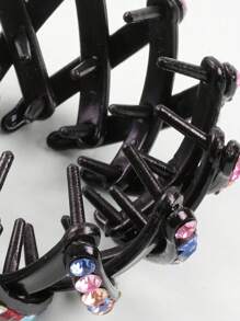 1pc Crianças Novo Estilo Grampo de Garra de Cabelo Para Coque, Rabo de Cavalo, Decorado Com Strass Acessório de Cabelo