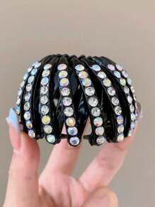 1pc Crianças Novo Estilo Grampo de Garra de Cabelo Para Coque, Rabo de Cavalo, Decorado Com Strass Acessório de Cabelo