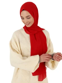 1pc Ladies Plain Color Chiffon Scarf Simple Fashionable Exquisite Headscarf Abaya Accessories Soft Hijab,Women Veil