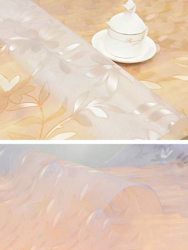 1pc 1.5mm Thick PVC Crystal Transparent Mat With Chrysanthemum Pattern, Suitable For Coffee Table, Bedside Cabinet, Dining Table, Computer Desk, Office Desk And Other Furniture Surfaces, Rectangular Or Square, Applicable For All Seasons