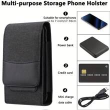 One Case Two Phones, Dual Phone Holster Pouch With Belt Clip - Black - View 7