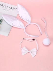 Conjunto de 3 piezas de chica conejita sexy, incluyendo diadema con orejas de conejo, corbata de moño y cola esponjosa, disponible en varios colores, adecuado para festivales, fiestas, actuaciones y complementos de vestir diarios para Halloween o baile de graduación