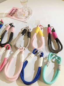 1pc Solid Color Short Hand Strap Handbag Chain Keychain Pendant, Universal For Phone Case, Camera, And Phone Strap Gifts For Mother, Family, Friends, Birthday, Holiday Phone Charm, Phone Chain - Multicolor - View 2