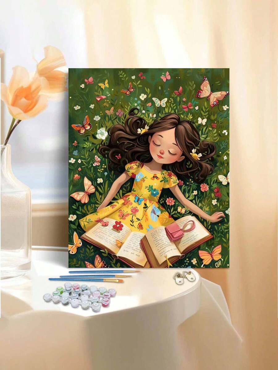 Cute Little Girl Personalized DIY Digital Painting Set, A Meticulously