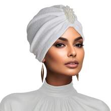 Mode Elegante Faux Parel Decor Tulband Cap Geëmbosseerde Elastische Hoofdband Voor Vrouwen Meisjes Bonnet Haar Bonnet Tulband Kerstmis