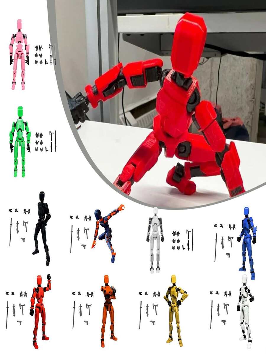 1pc Fully Articulated Robot Doll With Detachable Joints (Assembly Instruction Included, Requires Self-Assembly) 3D Printed DIY Assembly Toy, Develops Manual Dexterity, Artistic Craft Decor, Desk Ornament (Note: Some Component Colors Are Random)