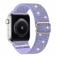 Bling Nylon Stretchy Bands Compatible With Apple Watch Bands 38mm 40mm 41mm 42mm 44mm 45mm 46MM 49mm For Women Girls, Adjustable Braided Solo Loop Sport Straps Compatible With IWatch Series Ultra 11 10 9 8 7 6 SE 5 4 3 2 1