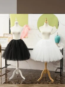 55cm Lolita Petticoat, voluminöser mittellangerLolita Unterrock mit violettem Tüll, ohne Knochen, geeignet für Halloween, Hochzeit, Party - A - Übersicht 3