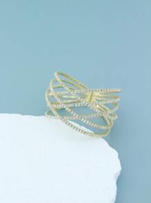 歐美誇張輕奢6層全水鑽十字鋼絲彈性開口手鍊鍍銀爪鏈個性手飾 - 銀色 - 查看 8