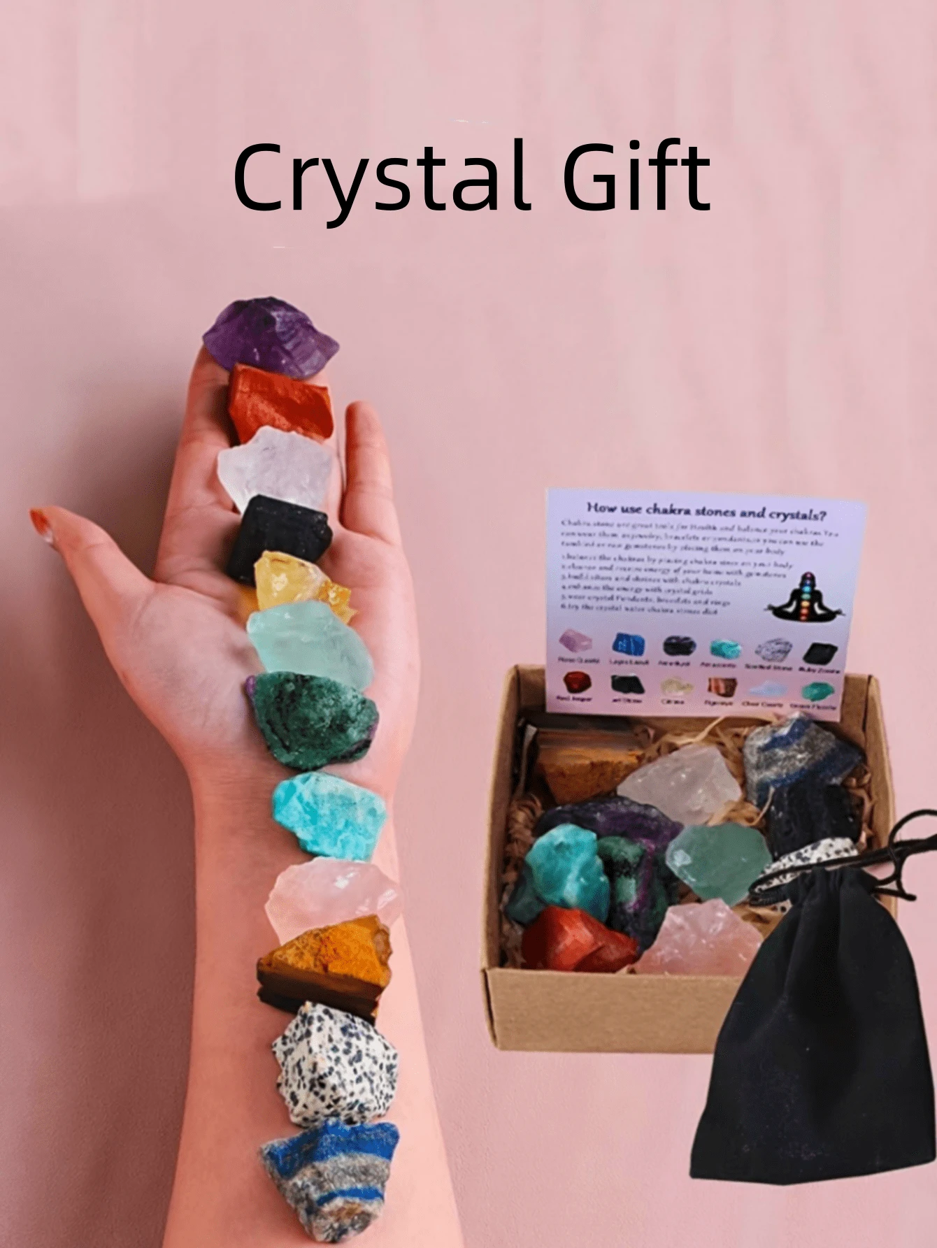 12PCS Crystal Stones Set For Yoga, Meditation Natural Crystal Stone Set Best Gifts Birthday Graduation