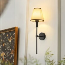 E27/E26 Holder Wall Sconces , Retro Industrial Wall Lamps, Bathroom Vanity Sconces Wall Lighting With White Fabric Shade, Suitable For Bedroom Living Room Corridor Kitchen