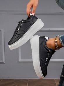 2023新款柔软轻便厚底休闲鞋增高时尚百搭防滑 - 黑色 - 查看 2