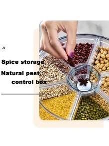 Rice Bucket Divided Into Compartments, Rotating Five Grains And Miscellaneous Grains, Multi Compartment Storage Box, Household Insect Proof And Moisture-Proof Sealed Rice Storage Box, Rice Cylinder, Plastic, 6 Compartments - White - View 12