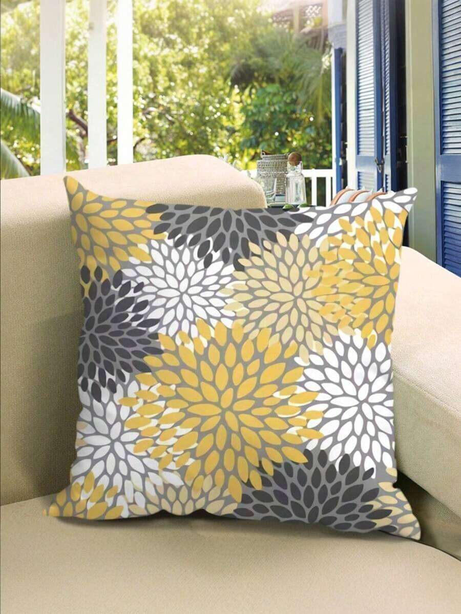 1 Vỏ Gối In Hoa Và Lá, Vỏ Gối Vuông INS Phong Cách Nông Thôn, Dành Cho Gia Đình Hàng Ngày, Ghế Sofa Phòng Khách, Phòng Ngủ, Bộ Chăn Ga Gối Trang Trí Gối Thắt Lưng, Không Bao Gồm Lõi Gối - Vàng - Xem 1