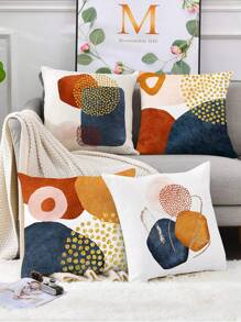 4 Stück abstrakte minimalistische goldene Punkt kreative Kissenbezüge, geeignet für Party, Heimdekoration, Wohnzimmer, Sofa, Schlafzimmer, Kopfteil, dekorative Taillenkissen, Büro, alle Jahreszeiten, 45cm x 45cm, ohne Kisseninnenfüllung