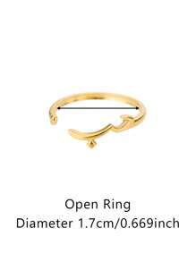 1入極簡阿拉伯愛情名句開口戒指，女士男士18K金鍍不鏽鋼指環，穆斯林禮物訂婚結婚戒指時尚珠寶飾品配件 - 阿拉伯語愛 - 查看 12