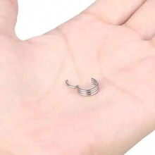 ADYJELY 1 pieza Arete de aro triple con bisagra para el septo nasal, estilo punk, de titanio G23 hipoalergénico, chapado en oro de 18K, para cartílago, aro, trago, concha, daith, hélix, perforación de lóbulo de la oreja, anillo de labio, anillo de ombligo, anillo de pezón, joyería corporal para mujeres y hombres
