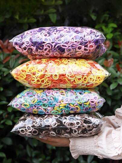 200/10 قطعة مجموعة متنوعة من أربطة الشعر الصغيرة، بألوان الحلوى الأسود والأحمر والأصفر والوردي، أربطة شعر بألوان أحادية بسيطة، مناسبة للارتداء اليومي لربطات الذيل والأكسسوارات الشعر والحزم المطاطية