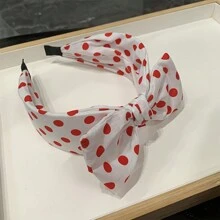 法式黑色大蝴蝶結波點布料髮夾 簡約髮箍髮箍 優雅美觀居家髮飾 - 彩色 - 查看 12