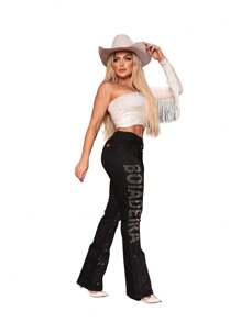 Women Jeans - 黑色 - 查看 5