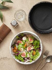 1pc Asymmetrical Ceramic Deep Plate, Salad Plate, Matte Finish Cold Dish Plate, Fruit Salad Bowl, Creative Western Dining Plate, Snack Plate, Suitable For Home Daily Tableware, Party Gathering Plate, Dessert Plate, Gift, Holiday Decor