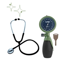Kit de Baumanómetro integrado y estetoscopio de lujo VERDE - Verde - Ver 1