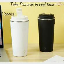 1pc Automatic Stirring Cup, Portable 304 Stainless Steel Electric Coffee Cup, Spill-Proof Magnetic Auto Stirring Shake Cup For Protein Shakes, Easy To Carry And Clean, Suitable For Home And Office, Ideal Holiday Gift