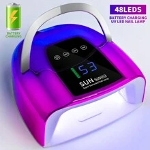 LIMEGIRL Nueva lámpara de uñas inalámbrica con tecnología UV y Led, 48 luces LED, secador de uñas recargable con 3 configuraciones de temporizador, luz de uñas profesional con linda forma de corazón y gran pantalla LCD