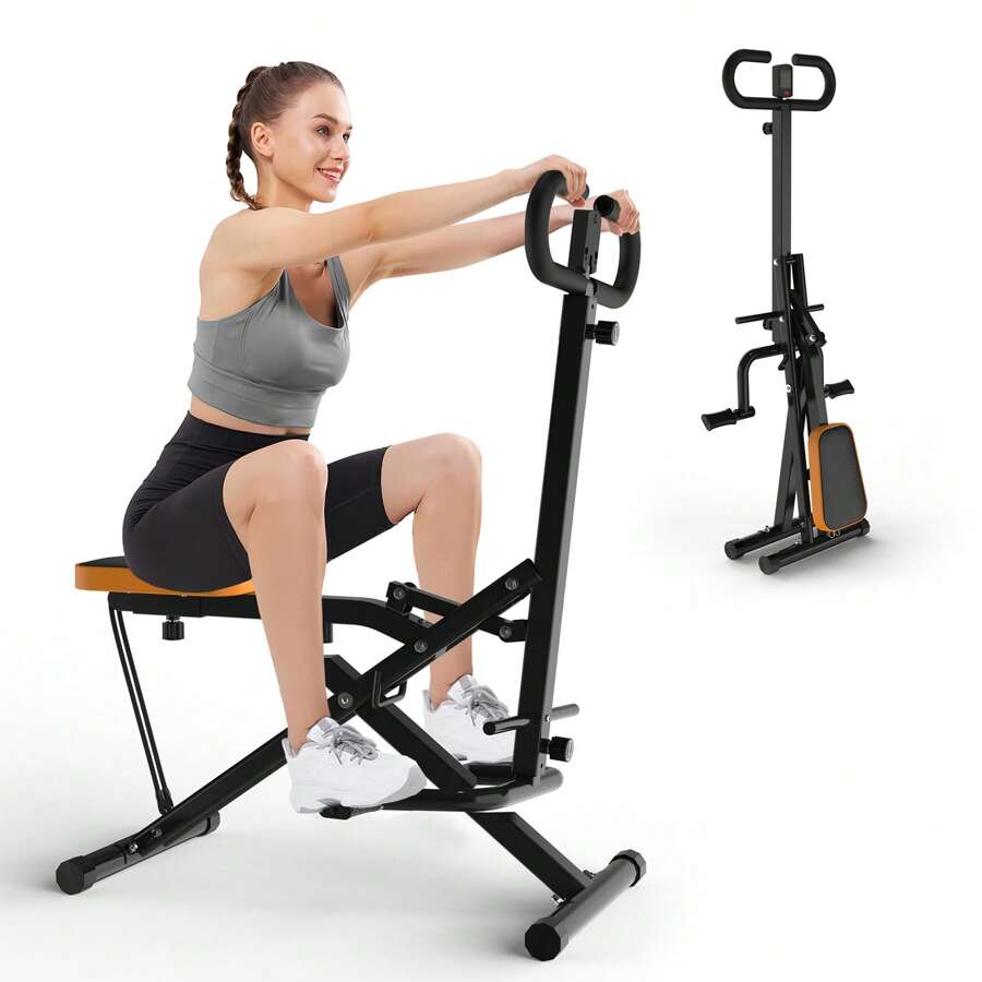 Machine à Squat Et Rameur 2 En 1 Pour Maison - Appareil Fessiers, Cuisses, Abdos, Dos - LCD, 350 Lb