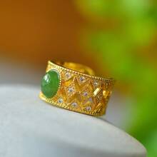 Anillos de jaspe canadiense natural, anillos de jade chapados en oro incrustados con diamantes, anillos ajustables de tamaño, anillos de piedras preciosas hechos a mano para hombres y mujeres, anillos personalizados, anillos de energía, anillos de aniversario, anillos de compromiso, regalos para ella.