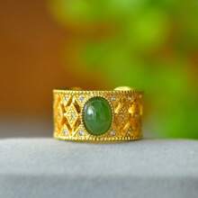 Anillos de jaspe canadiense natural, anillos de jade chapados en oro incrustados con diamantes, anillos ajustables de tamaño, anillos de piedras preciosas hechos a mano para hombres y mujeres, anillos personalizados, anillos de energía, anillos de aniversario, anillos de compromiso, regalos para ella.