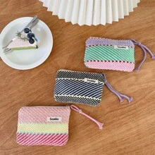 1个装撞色横条纹化妆包，防水，可装口红，女士化妆包，小巧收纳化妆盒，女士旅行包，铅笔盒，日常大容量化妆刷收纳包，旅行洗漱包整理器，化妆包，铅笔袋，化妆旅行洗漱包，必备礼品收纳包，拉链配件，美甲用品，化妆包，小化妆包，化妆袋，圣诞礼物，小袋子，礼品袋/小手提包，化妆品收纳包，迷你袋，大容量袋，圣诞礼物，女士礼物创意 - 彩色 - 查看 4
