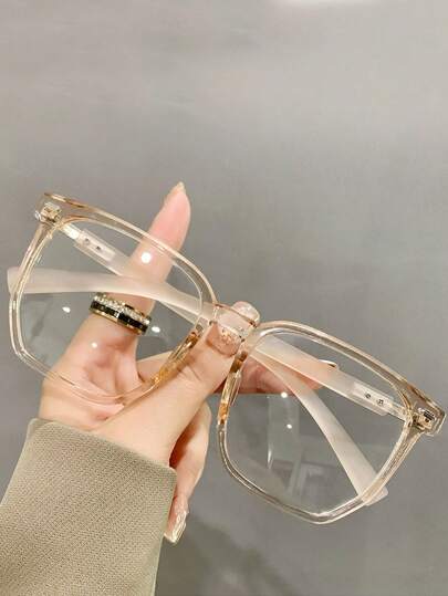 1pc Vintage Oversized Square Reading Glasses, Comfortable Eyeglasses, Fashion Minimalist Unisex Reading Glasses