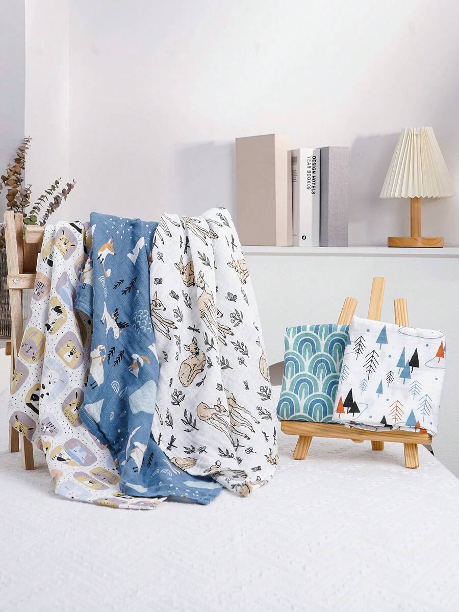 5PCS 60*60cm Muslin Baby Scarf Bib Baby Scarf Handkerchief - Multicolor - View 1