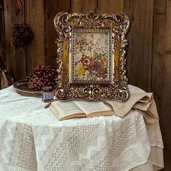 1 pieza Marco de fotos pequeño de resina estilo europeo, marco de fotos para dormitorio y boda, combinación de marco de fotos para pared, para decoración del hogar, sala de estar, oficina, regalo para el Día de San Valentín, Año Nuevo y Pascua