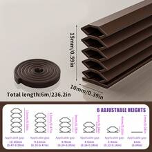 6M/Cuộn, Có Thể Bịt Kín Khoảng Cách 1-15Mm Dải Niêm Phong Cửa & Cửa Sổ Có Thể Điều Chỉnh 6 Lớp, Chống Gió, Cách Âm, Dải Niêm Phong Cửa Chống Trộm - Nhiều màu - Xem 14