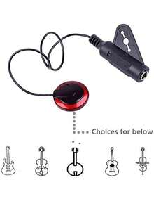 吉他拾音器無需鑽孔安裝，通用簡易樂器拾音器適用於吉他、小提琴、烏克麗麗等—吉他配件 - 黑色 - 查看 1