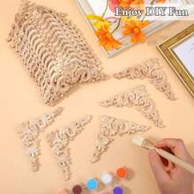 5 piezas Apliques de madera decorativos de talla para madera DIY y apliques para muebles, aplique de madera tallada largo para cama, puerta, armario, decoración de muebles