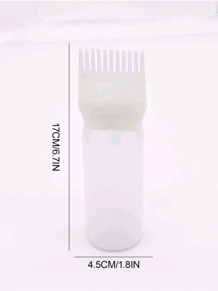 1pc Plastic Hair Dyeing Bottle With Comb Teeth & Scale Mark, Thickened