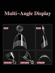 600Pcs/Box Xs Almond Half Cover Fake Nails Half Matte False Nail Extension Extra Short Almond Soft Gel Nail Tips For Small Nail Bed Press On Nails Nail Supplies Nails - Clear - View 2