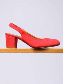 Where’s That From EDITH WIDE FIT BLOCK HEEL SLINGBACK SHOES - Red Suede - View 2