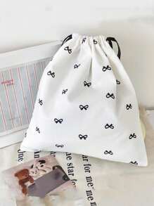 1 pièce/set Sac de rangement à cordon élégant avec impression nœud papillon, sac de maquillage, sac de sous-vêtements et de vêtements, sac hygiénique. Ensemble organisateur de voyage essentiel pour les courts séjours, jeu de cubes de rangement, ensemble de sacs de rangement pour valise. Fournitures scolaires, accessoires de chambre étudiante, décoration de chambre. Organisateur de maquillage, sacs de maquillage, trousse de maquillage. Organisateur de maquillage pour les vacances d'hiver, fournitures scolaires.