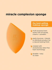 Real Techniques RT化妝海綿粉撲氣墊小橙蛋，乾濕兩用超柔軟不易吸收粉(4入組) - 橘色 - 查看 2