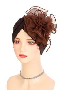 1pc Women's New Side Floral Chiffon Ribbon Elastic Comfortable Elegant Turban Hat, Sleep Bonnet - Side Chiffon Ribbon Flowers - View 4