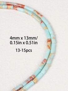 4*13mm / 13-15 piezas Cuentas sueltas cilíndricas largas de piedra natural redonda - Para hacer joyas DIY pulseras, collares y accesorios de pendientes - Idea de regalo bohemio chic inolvidable - Cuentas de tubo de 4x13mm - Ver 10