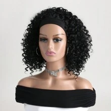 12-Inch Black Short Curly Afro Wig For , Fashionable Fluffy Synthetic Hairpiece Suitable For Daily Wear, Halloween Costumes, Holidays And Parties - Black - View 3