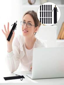 10入組布質筆袋，筆收納盒，禮物筆包裝袋，便攜筆袋，學生外出攜帶筆專用 - 黑色 - 查看 8