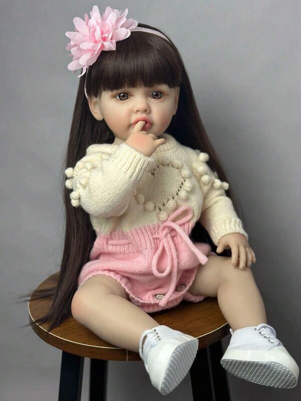 22inch Lifelike Reborn Baby Girl Doll Toy 55 CM Soft Full Body Vinyl Princess Toddler Art Bebe Birthday Gifts For Children Newborn,Room Decoration