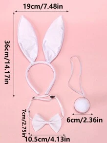 Conjunto de 3 piezas de chica conejita sexy, incluyendo diadema con orejas de conejo, corbata de moño y cola esponjosa, disponible en varios colores, adecuado para festivales, fiestas, actuaciones y complementos de vestir diarios para Halloween o baile de graduación
